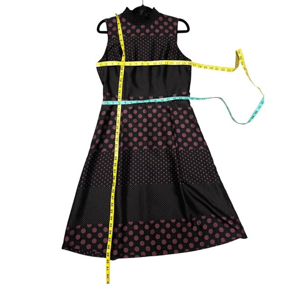 Who What Wear Black Sleeveless Polka Dot Dress Shirred Neck Purple/burgundy SZ S - Picture 9 of 9